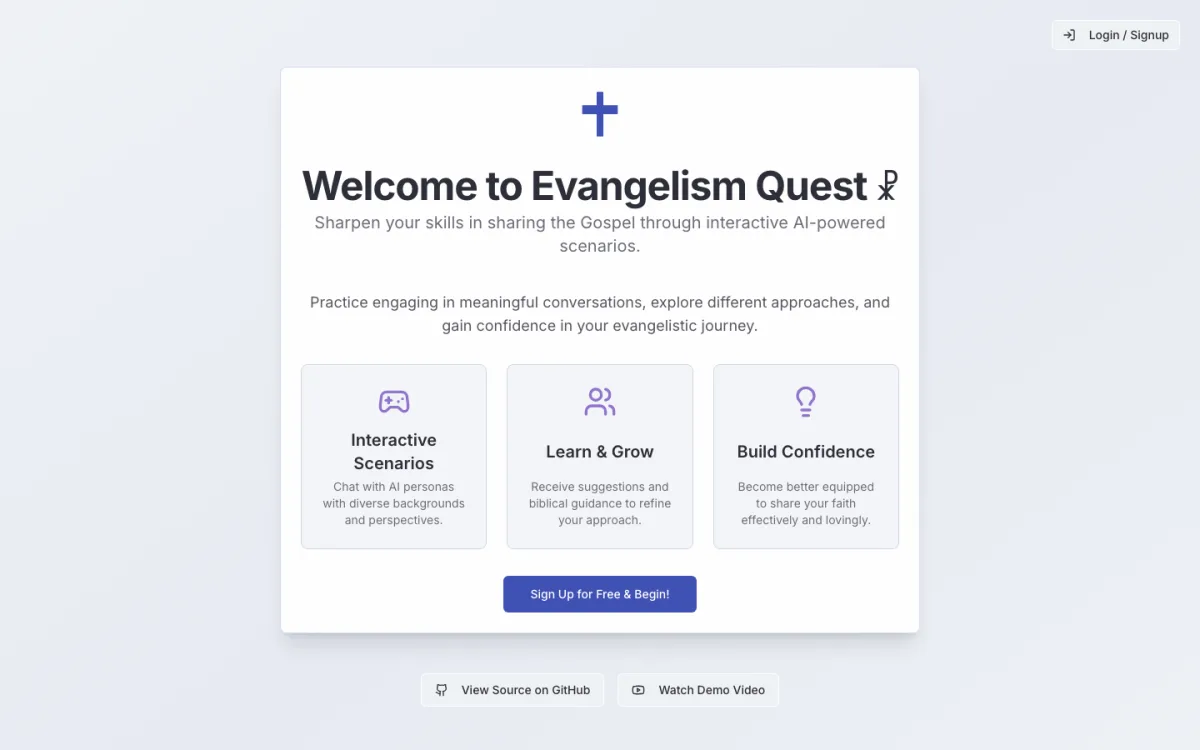 Screenshot of Evangelism Quest