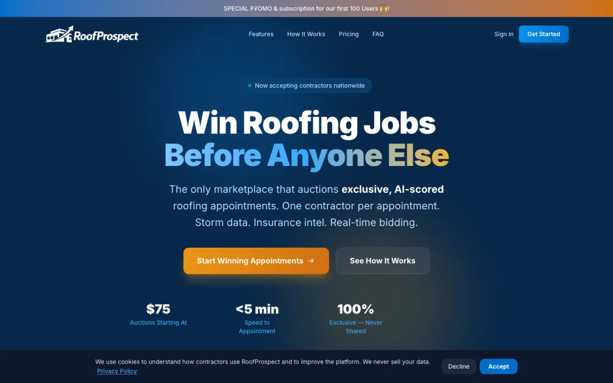 Screenshot of Roof Prospect AI
