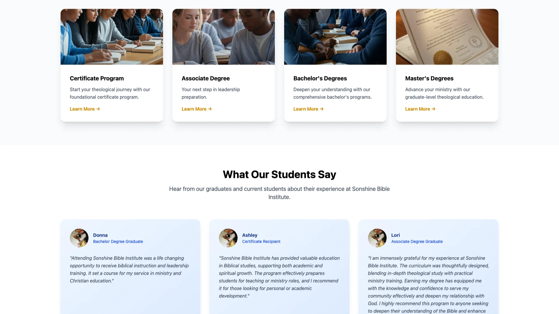 Screenshot of Sonshine Bible Institute